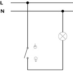 Schéma zapojení jednopólového spínače. Zdroj: OBZOR, výrobní družstvo Zlín 