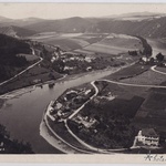 Živohošť konec 30.let, původníé ves s přívozem, zdroj FSV ČVUT, archiv Vojtech Pavelčík