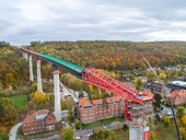 Nejrychlejší výsuv na stavbě mostu v německé Pirně. Foto Metrostav