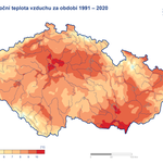 Obr: Srovnání průměrné roční teploty v letech 1991–2020 se situací v roce 2024 (zdroj: Portál ČHMÚ, Historická data)