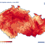 Obr: Srovnání průměrné roční teploty v letech 1991–2020 se situací v roce 2024 (zdroj: Portál ČHMÚ, Historická data)