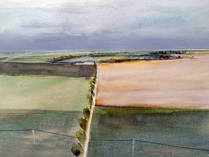 Varianta pietního biocentra jako mozaika biotopů krajinného pohřebiště v české agrikulturní krajině, členící velké polní monokultury. (Archiv Blanky Solár)