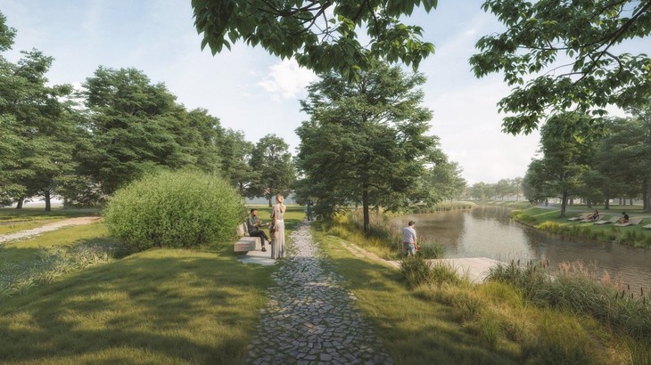 Břehy Staré Moravy v&nbsp;Hodoníně. Vítězné projekty ČKA. Zdroj: Česká komora architektů (ČKA)