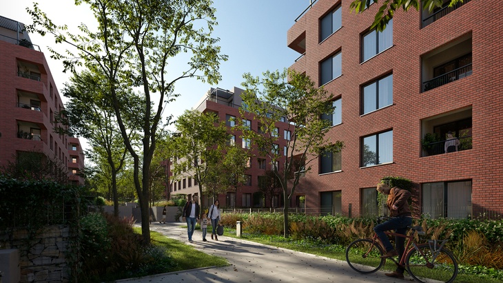 Proměna bývalého průmyslového areálu ve Vršovicích, rezidenční projekt Connect Vršovice. Foto: Neocity