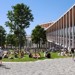 Vltavská filharmonie v Praze, zelené náměstí, vizualizace Bjarke Ingels Group (BIG)