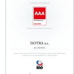 Ocenění Czech Stability Award AAA, kterým se společnost ISOTRA a.s. zařadila mezi nejstabilnější firmy v České republice