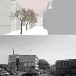 Porovnání fotografií stávajícího stavu s vizualizacemi navrhovaných změn. Nově definované ulice a náměstí dokreslují atmosféru odehrávající se v daných místech.