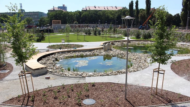 Projekt městského parku s unikátním využitím dešťové vody