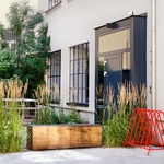 Stylový vchod do domu, kde  v kombinaci s dlažbou nechybí dřevo ani traviny Foto: Atelier Flera