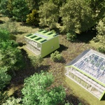 Princip skleníku zůstává zachován i u objektů s klasickým krovem polovalbové nebo pultové střechy Vizualizace: Studio perspektiveLAB 