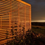Dřevěné lamelové panely jsou praktickým i estetickým prvkem stavby Foto: Aleš Brotánek